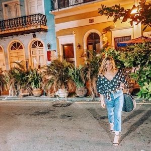 Fashion Nova - polka dot wrap around  blouse